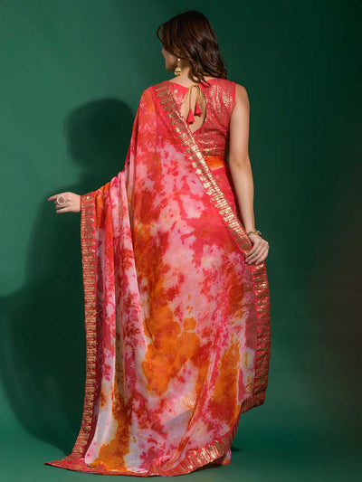Odette - Pink Georgette Saree With Blouse Piece