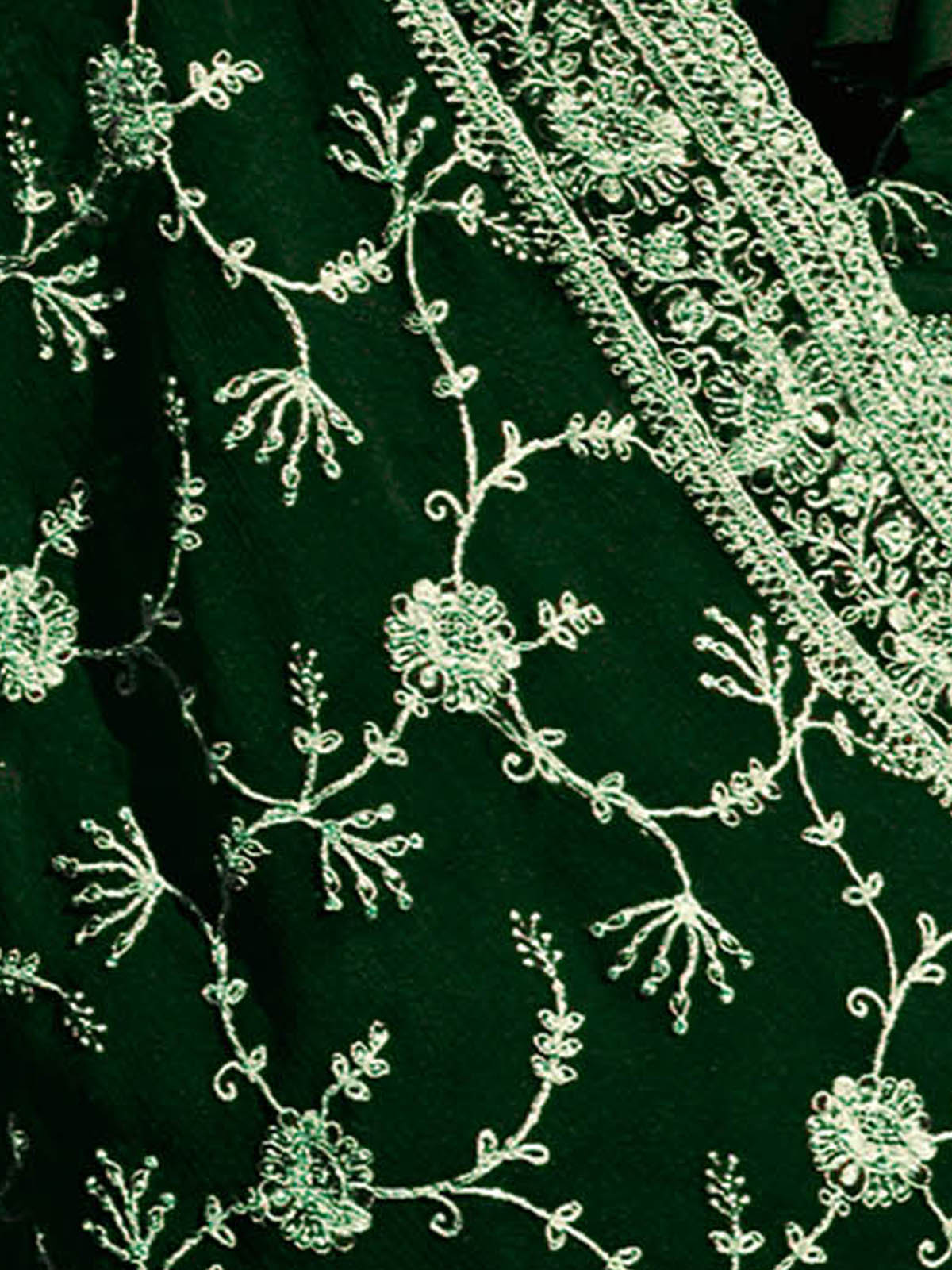 Green Polyster Embroidered  Saree With Unstitched Blouse