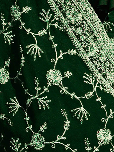 Green Polyster Embroidered  Saree With Unstitched Blouse