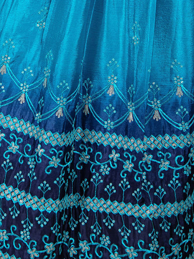 Odette Wedding Designer Blue Soft Chinon Silk Lehenga choli For Girls