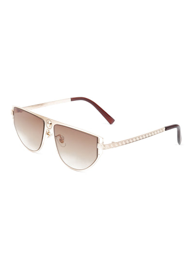 Odette Women Broad Frame Beige Tinted Sunglasses