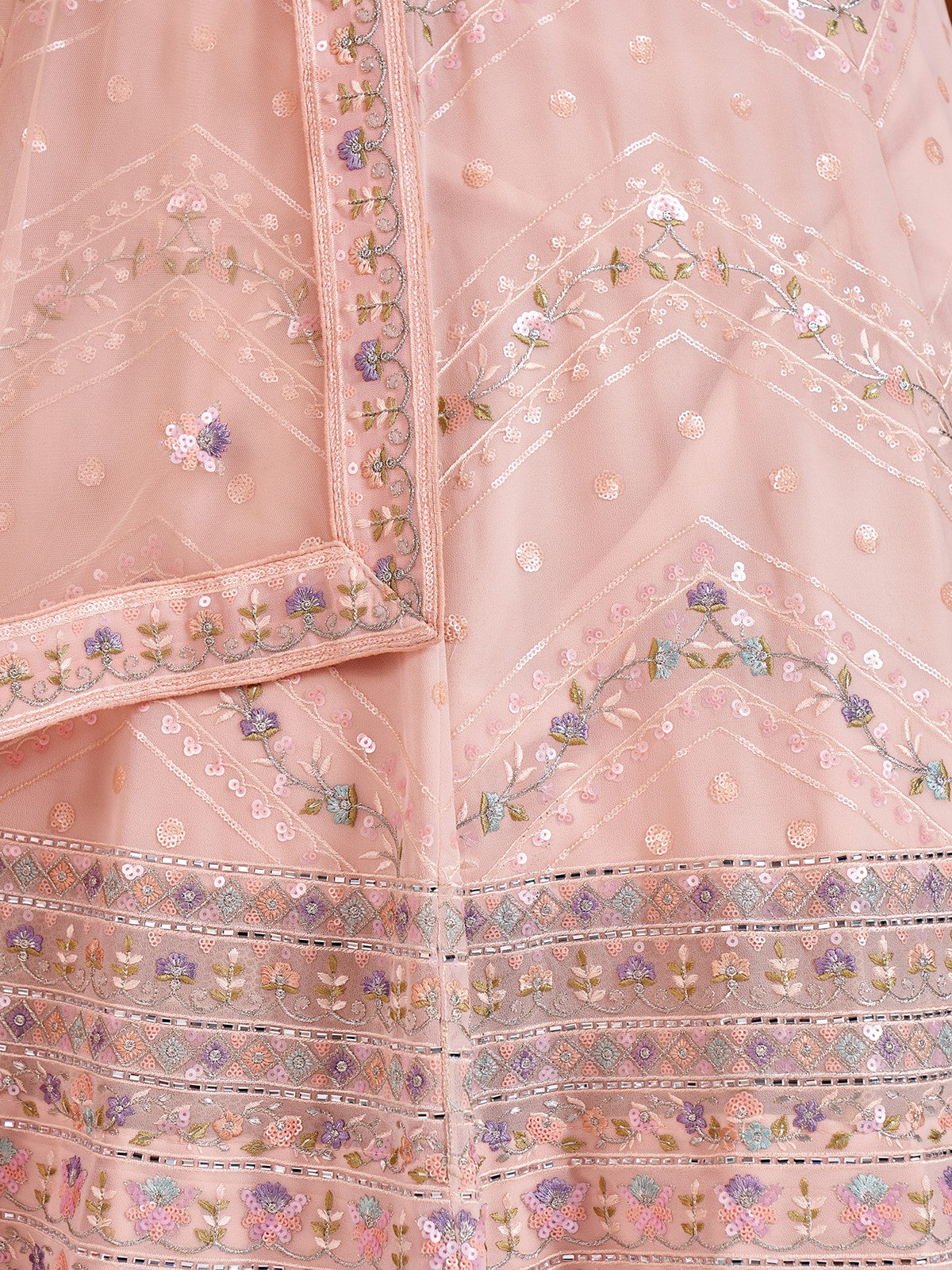 Odette - Stunning Pink Georgette Semi Stitched Lehenga With Unstitched Blouse