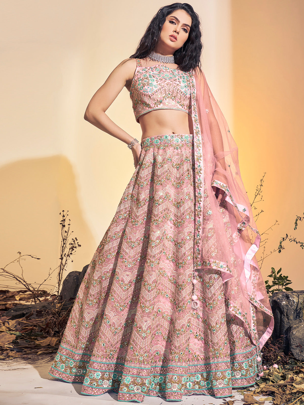 Festive Pure Silk Pink Girls Designer Lehenga Choli – Palkhi Fashion