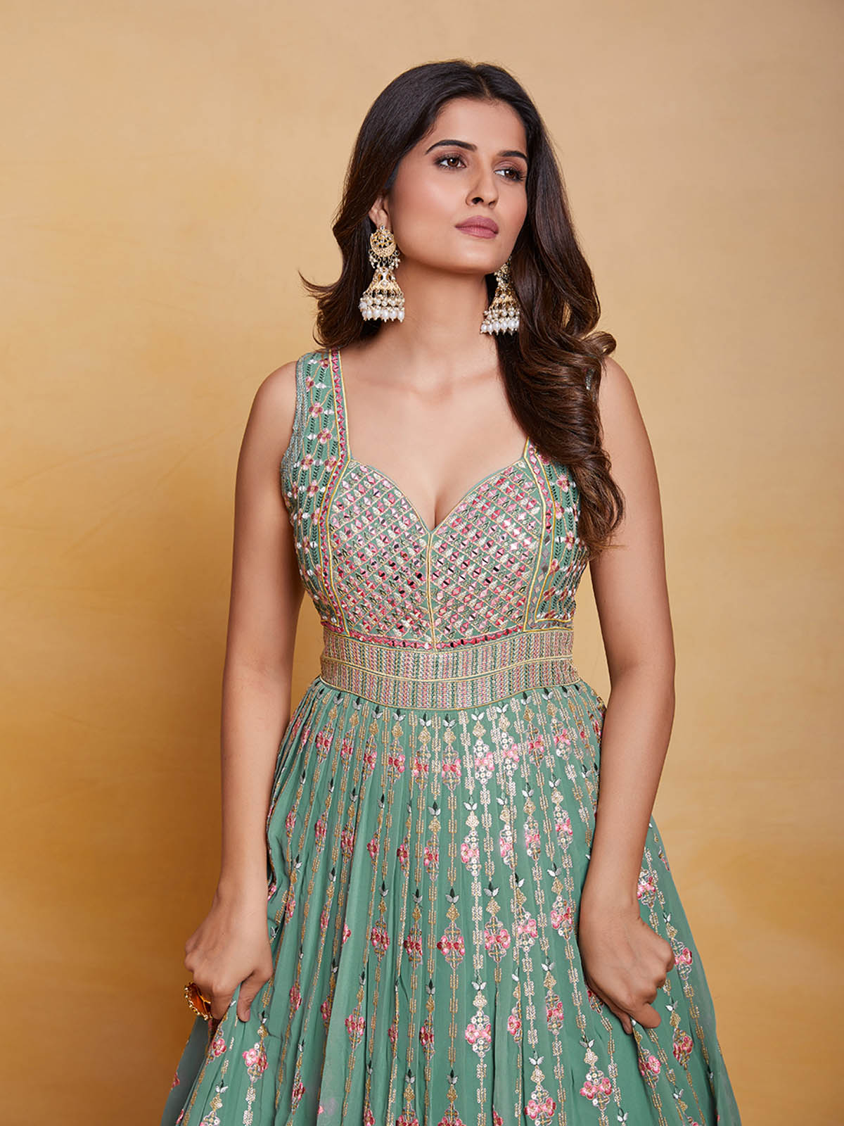 Sea Green Anarkali Dress for Wedding 2022|eid special dress 2022 for girl  in india