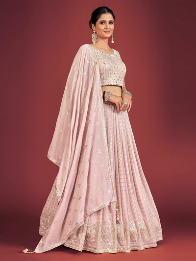 Odette Lilac Georgette Embellished Stitched Lehenga Set  For Women