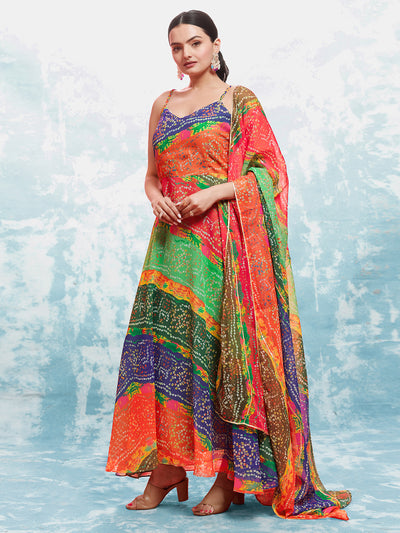 Odette Multicolor Georgette Printed Gown For Women