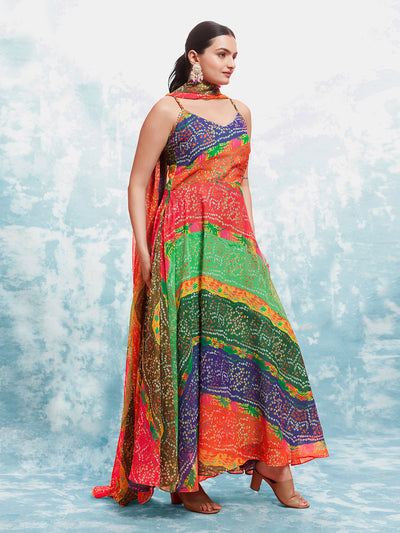 Odette Multicolor Georgette Printed Gown For Women