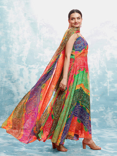 Odette Multicolor Georgette Printed Gown For Women