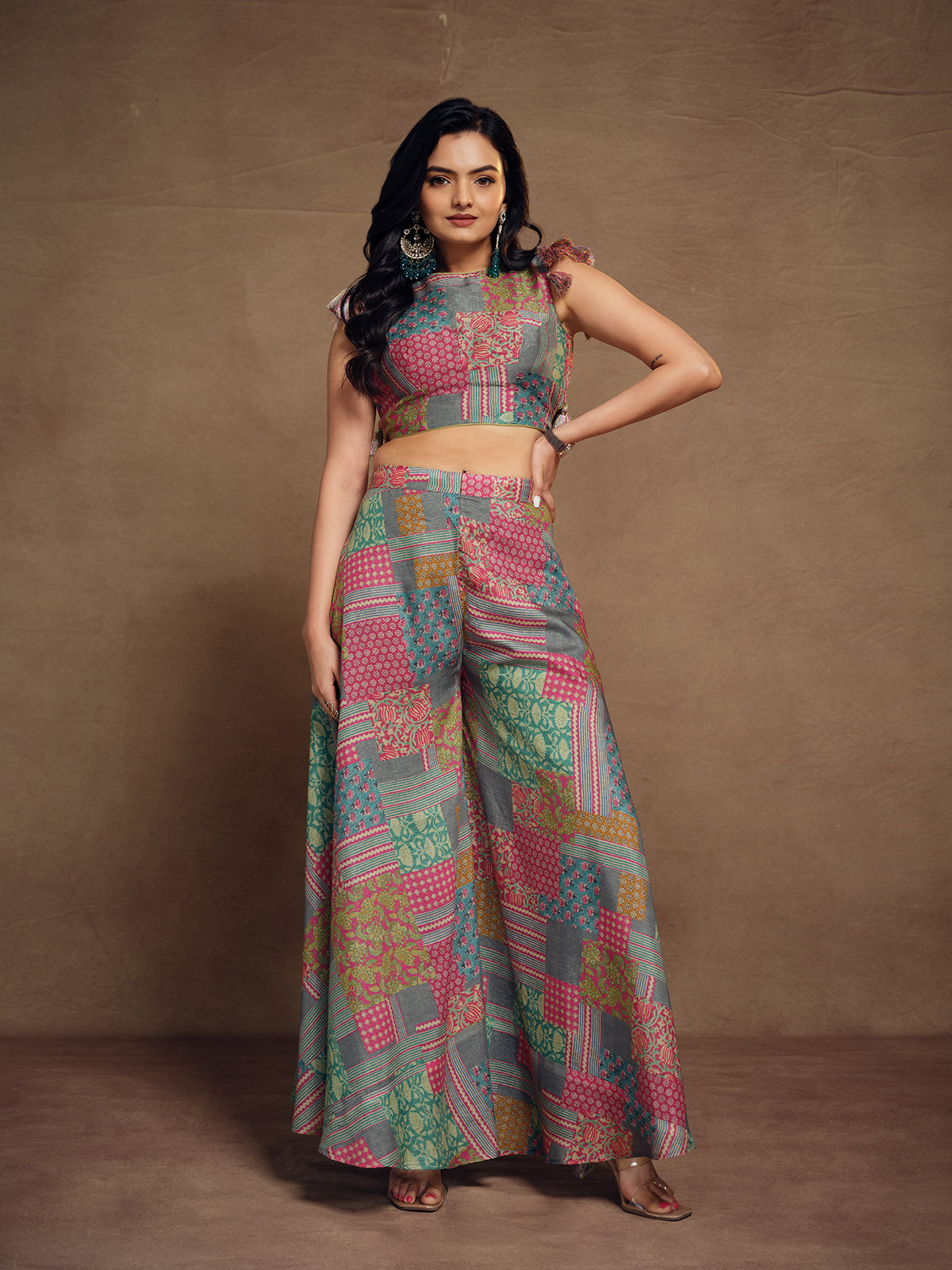 Odette Multicolor Cotton Printed Stitched Indo Western Co ord Set For Women