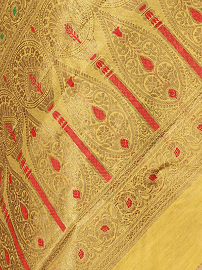 Yellow cotton Silk Woven Saree With Unstitched Blouse