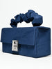 Odette Navy Blue Suede Embellished Clutch For Women