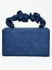 Odette Navy Blue Suede Embellished Clutch For Women