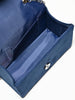 Odette Navy Blue Suede Embellished Clutch For Women