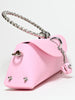 Odette Light Pink PU Self Design Clutch For Women