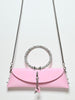 Odette Light Pink PU Self Design Clutch For Women