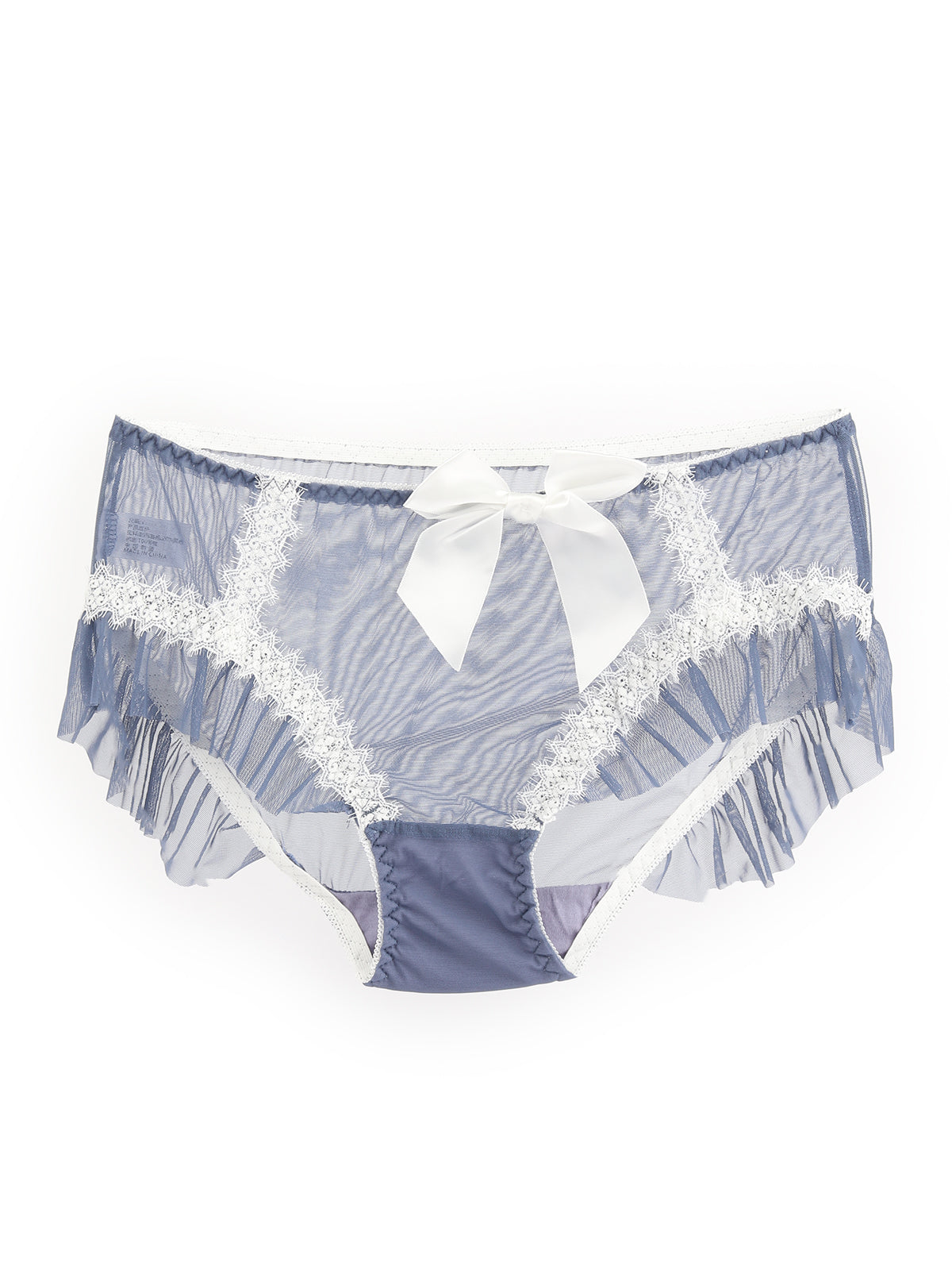 Odette Blue Laced Soft Net Hipster Panty For Women