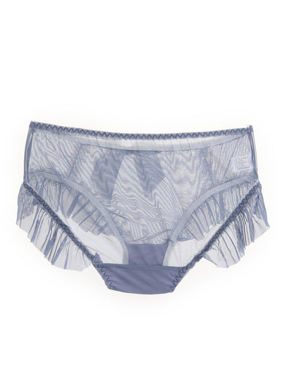 Odette Blue Laced Soft Net Hipster Panty For Women