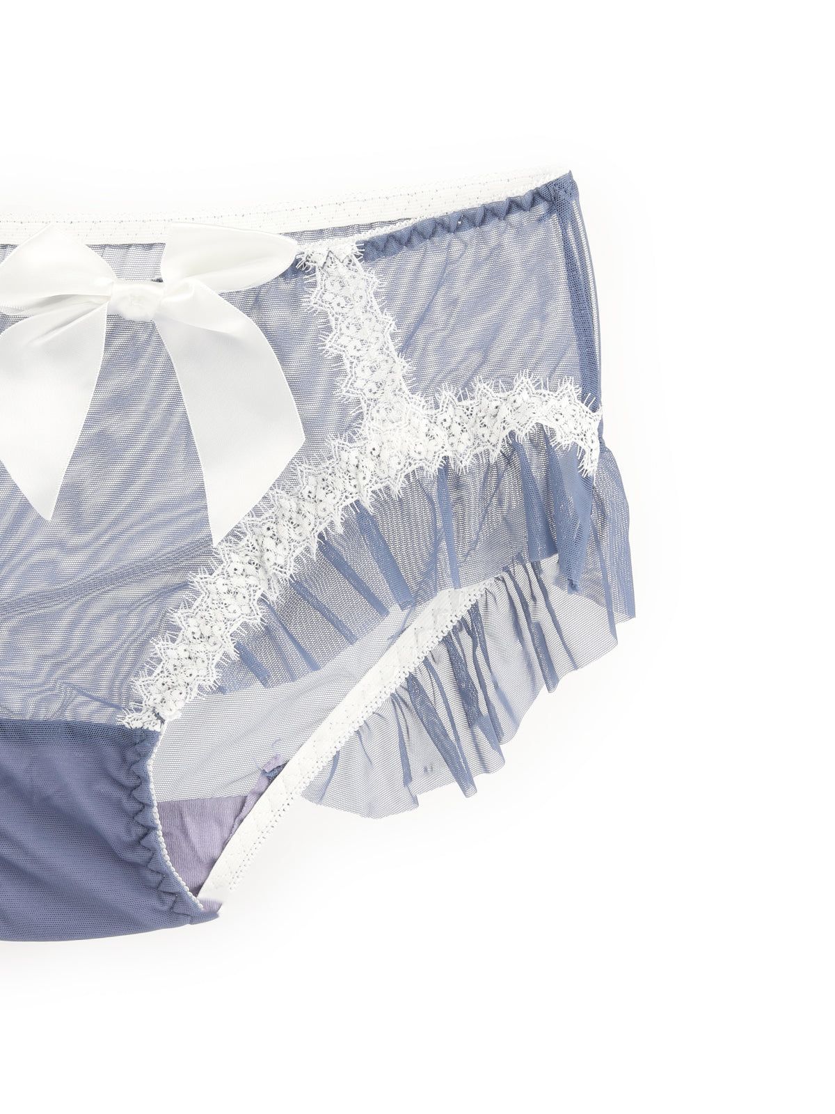 Odette Blue Laced Soft Net Hipster Panty For Women