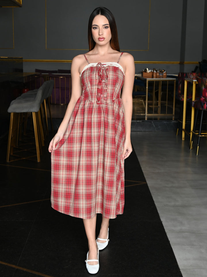 chinese dress ladies Black Checked Knee Length Dress main image 0