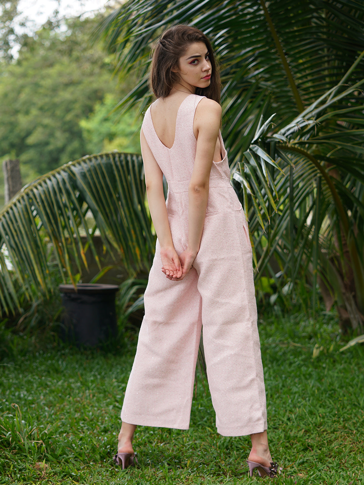 Pink hot sale shimmer jumpsuit