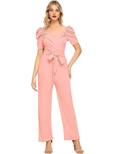 Odette Women Peach Polyester Blend Jumpsuit