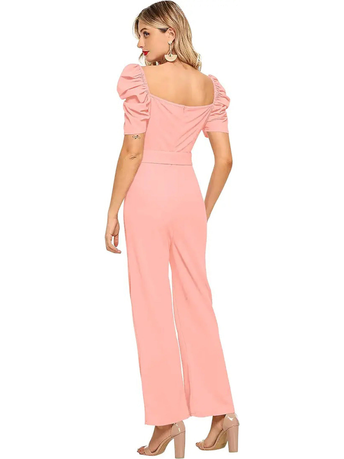 Odette Women Peach Polyester Blend Jumpsuit