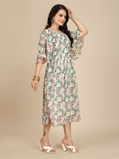 Odette Pink Georgette Printed Dress For Women