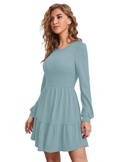 Odette Light Blue Skater Knit Fabric Dress For Women