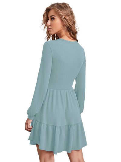 Odette Light Blue Skater Knit Fabric Dress For Women