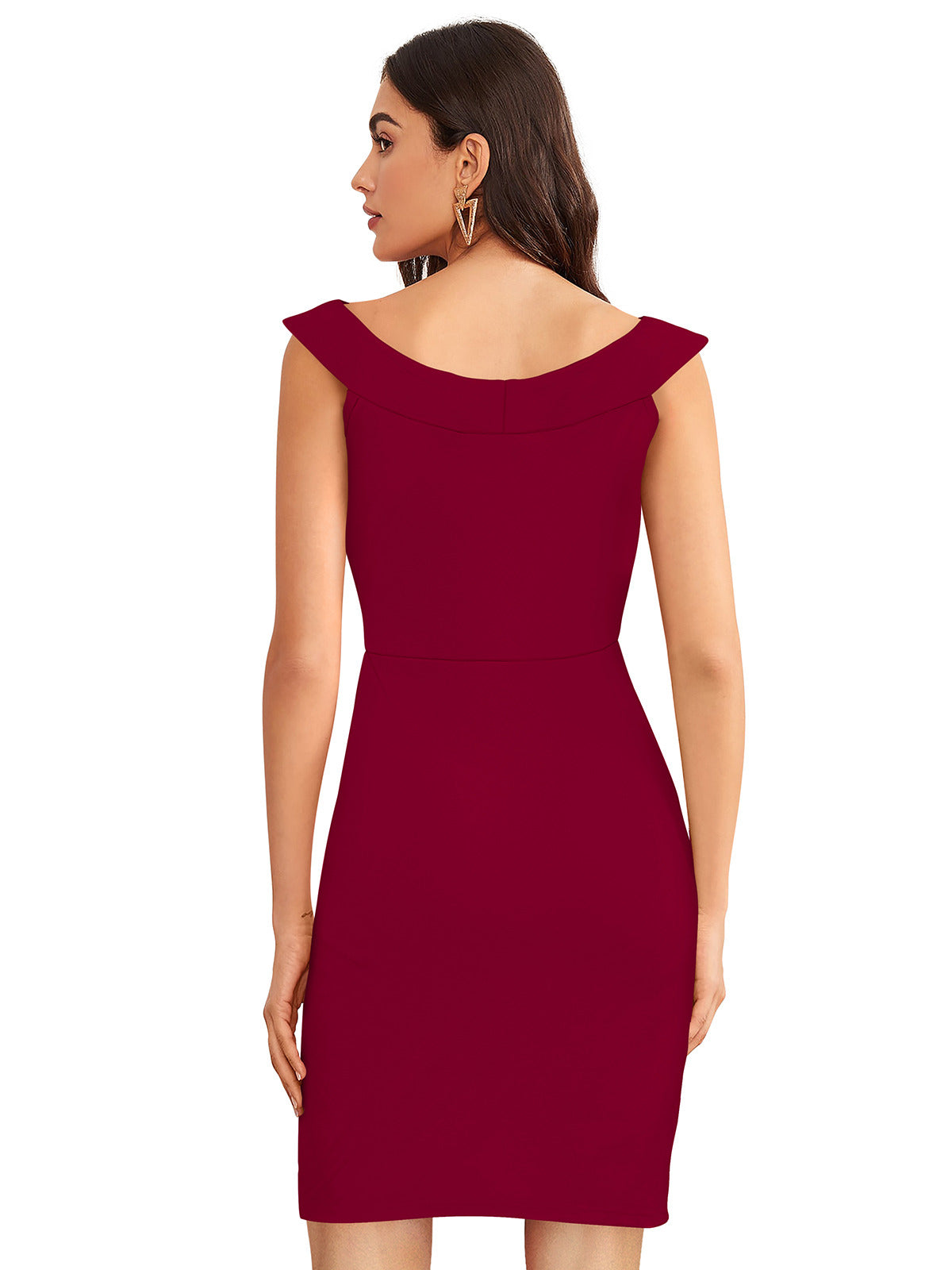 Odette Maroon Knit Fabric Bodycon For Women