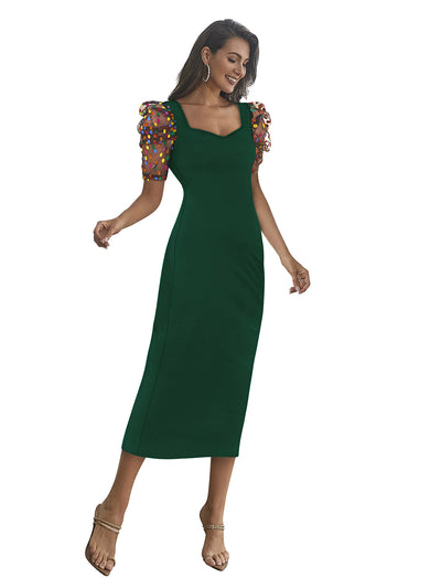 Odette Green Skater Knit Fabric Dress For Women