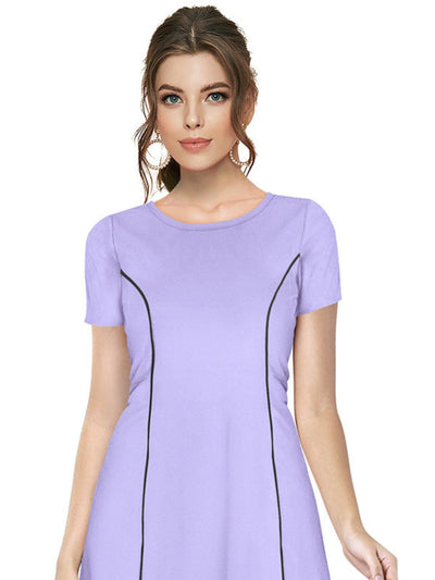 Odette Purple Skater Knit Fabric Dress For Women