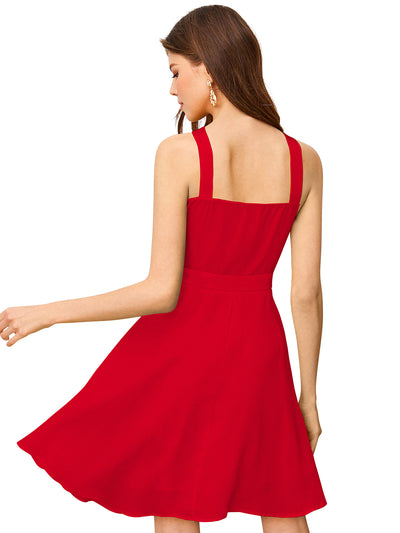 Odette Red Skater Knit Fabric Dress For Women