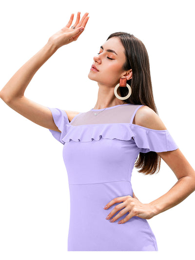 Odette Purple Knit Fabric Bodycon For Women