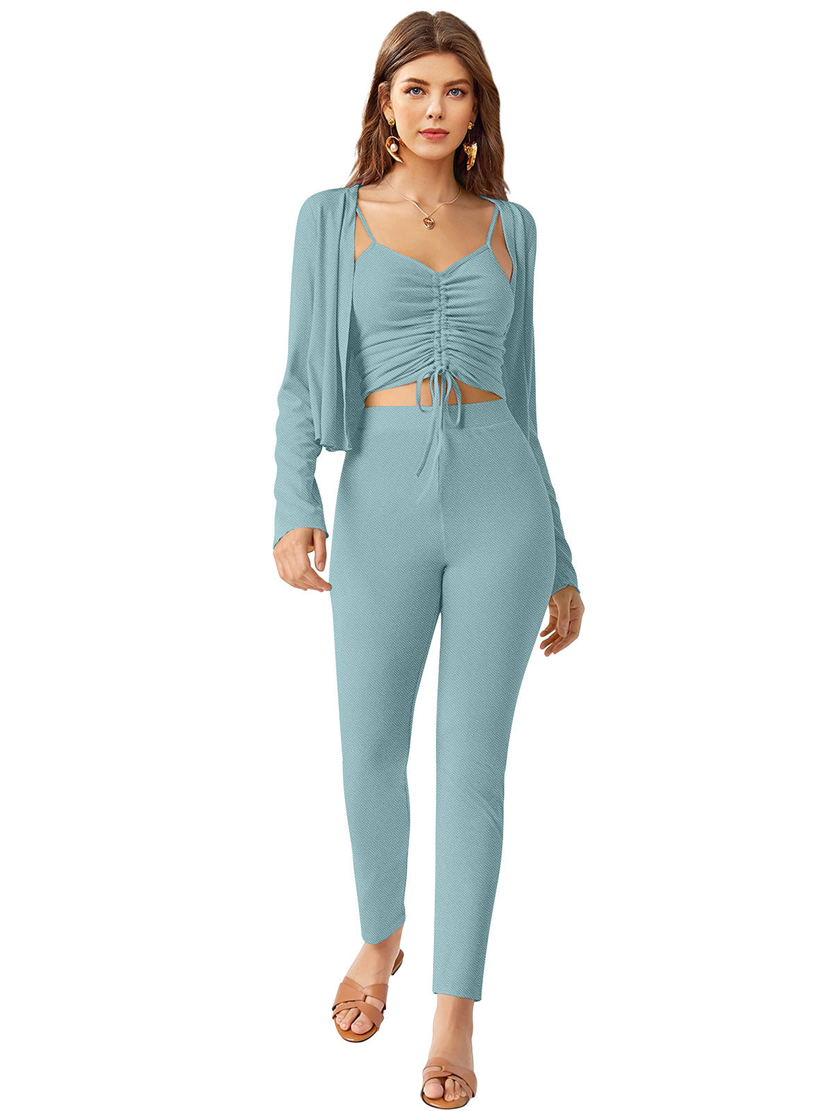 Odette Light Blue Co ord Set For Women