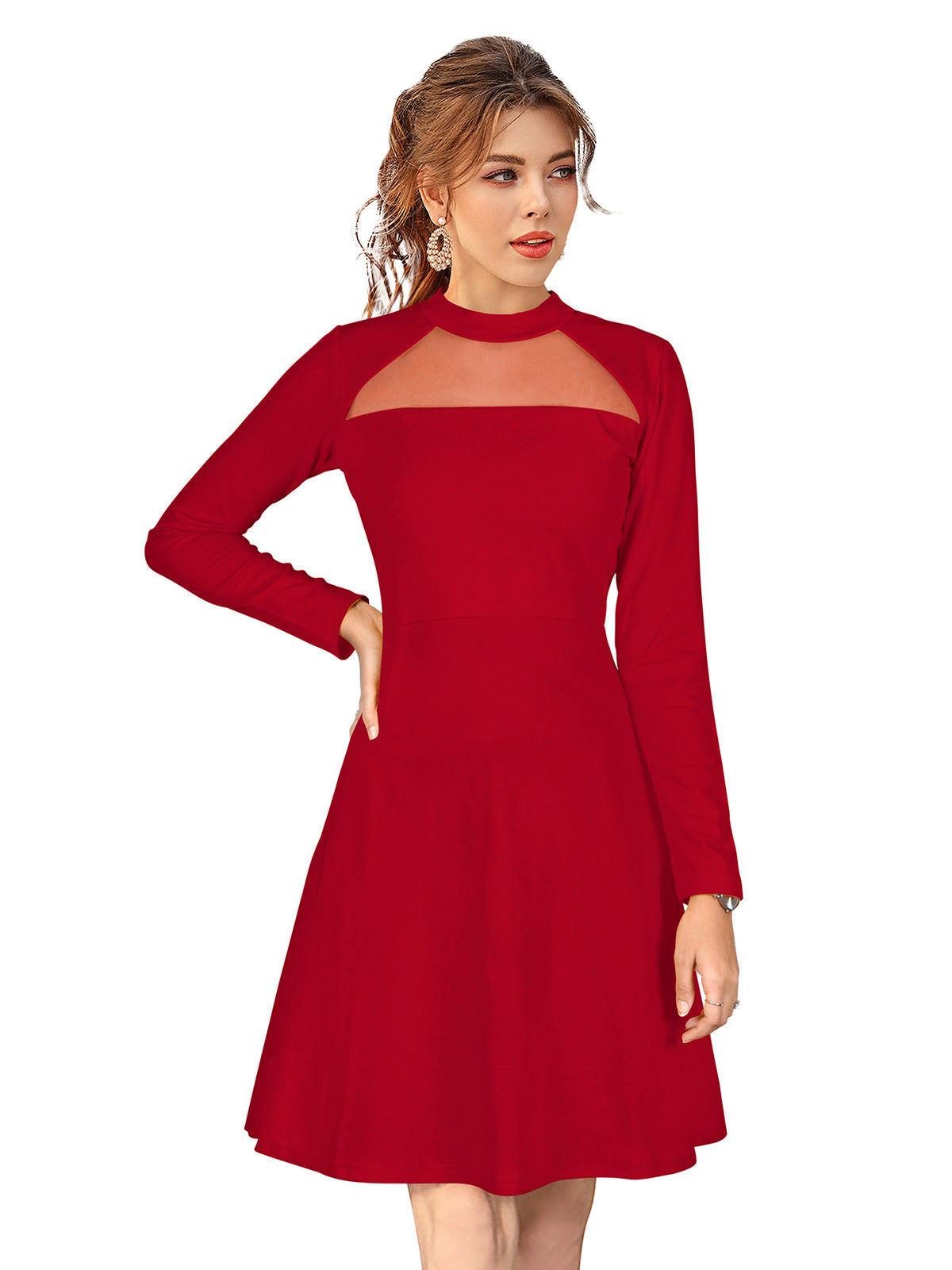 Odette Odette Red Skater Knit Fabric Dress For Women XL