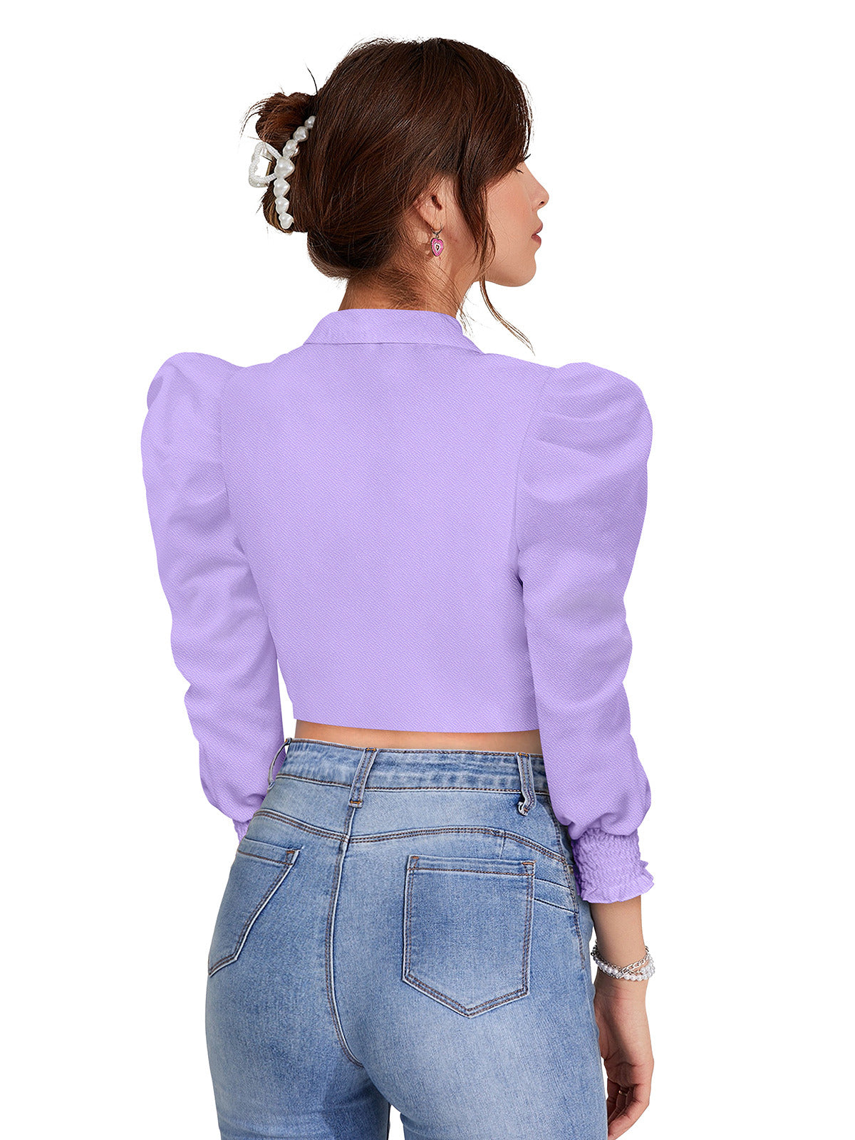 Odette Purple Polyester Solid Top For Women