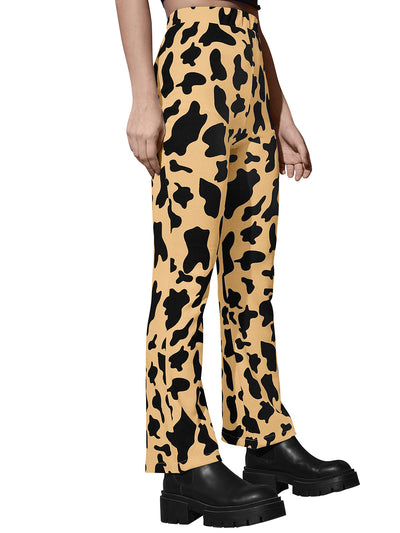 Odette Beige Polyester Trouser For Women