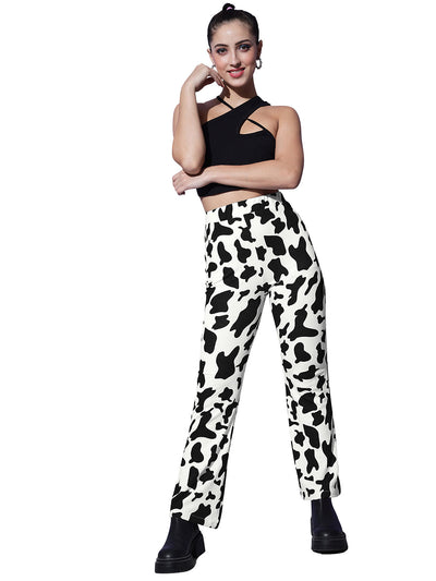 Odette White Polyester Trouser For Women