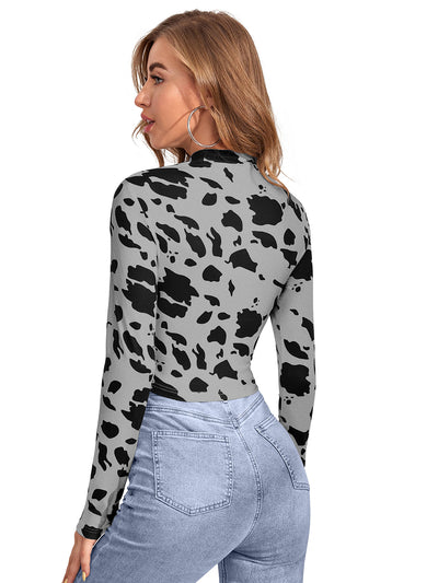 Odette Grey Polyester Printed Top For Women