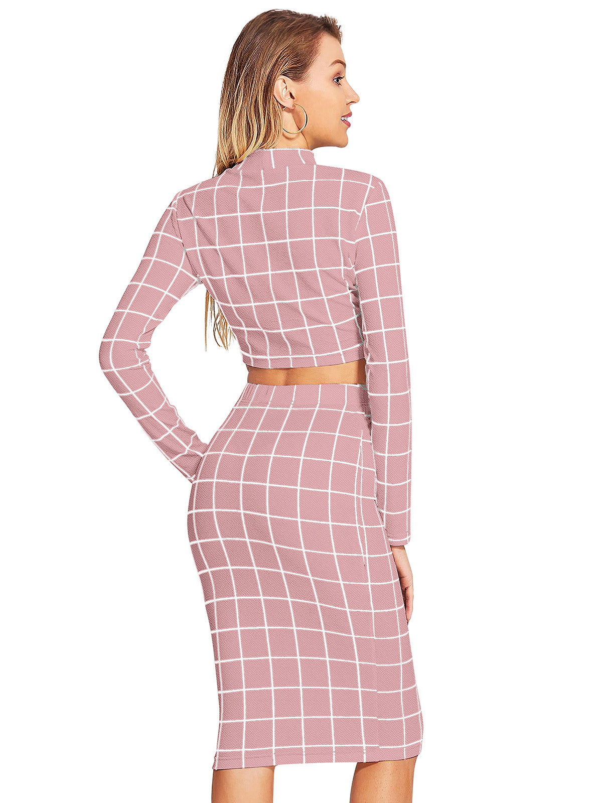 Odette Light Pink Knit Fabric Stitched Co Ord Set For Women
