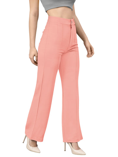 Odette Peach Polyester Trouser For Women