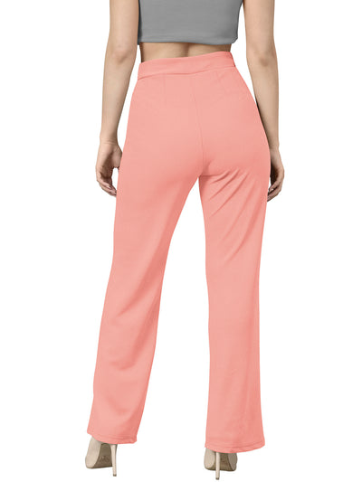 Odette Peach Polyester Trouser For Women