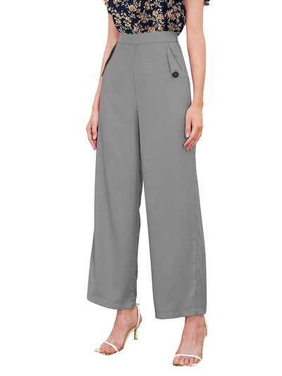 Odette Grey Polyester Trouser For Women