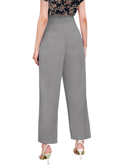 Odette Grey Polyester Trouser For Women