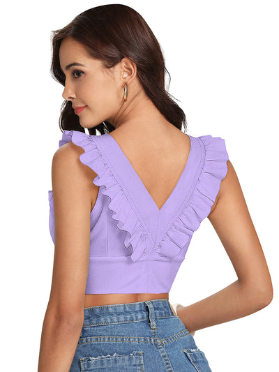 Odette Purple Knit Fabric Top For Women