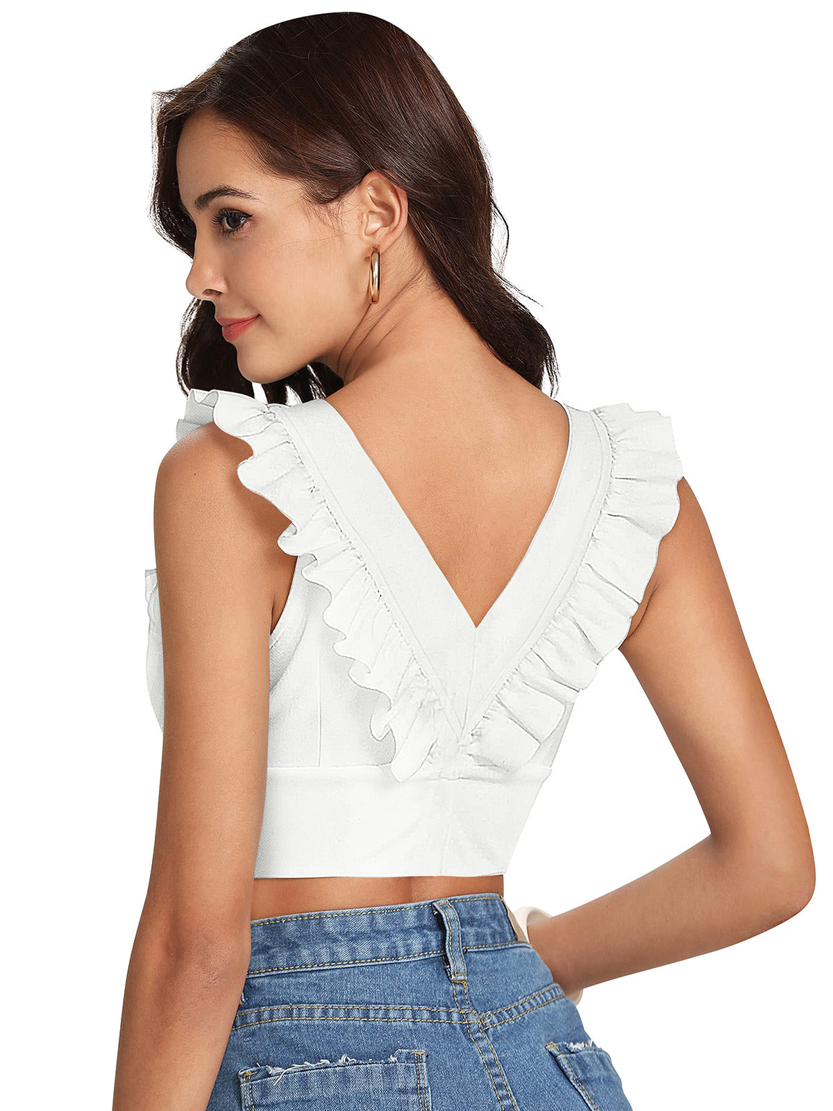 Odette White Knit Fabric Top For Women