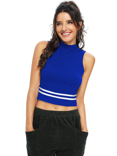 Odette Royal Blue Knit Fabric Top For Women