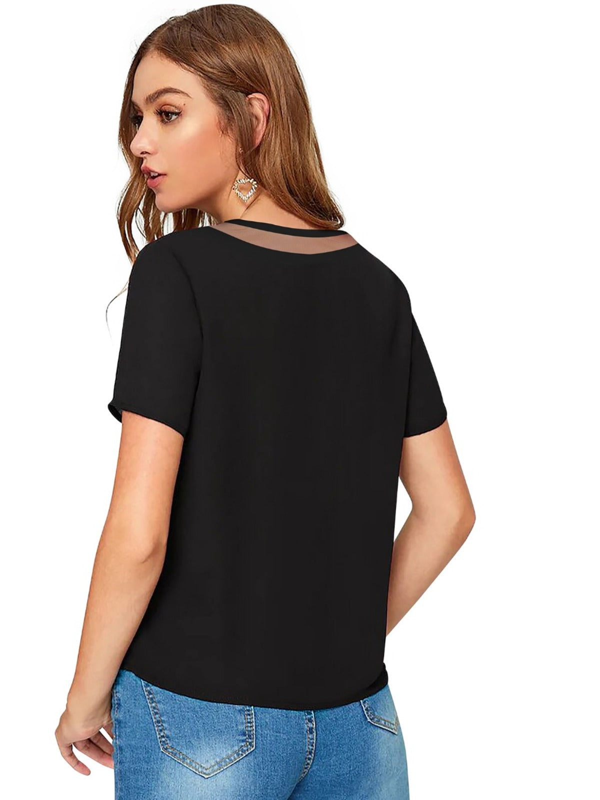 Odette Black Knit Fabric Top For Women