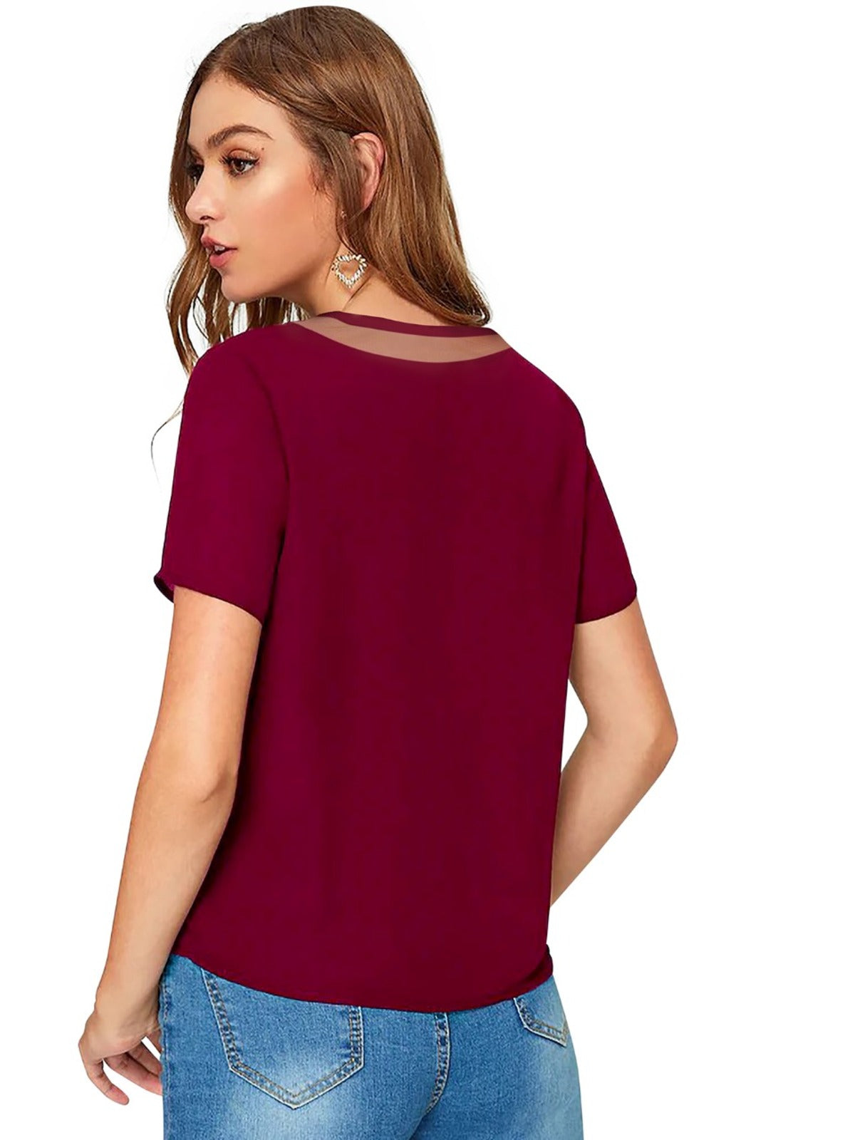 Odette Red Knit Fabric Top For Women